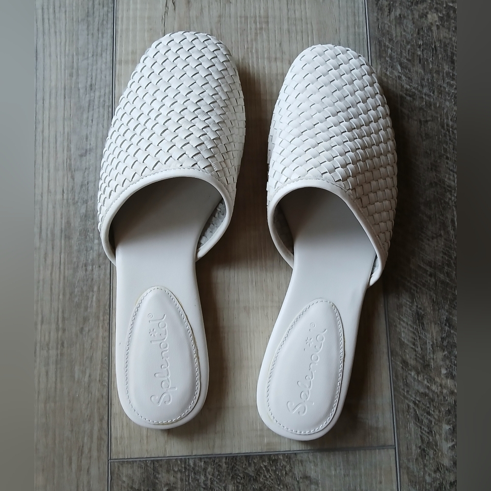 NWOT Splendid Elissa leather mules, Size 7.5 in ivory